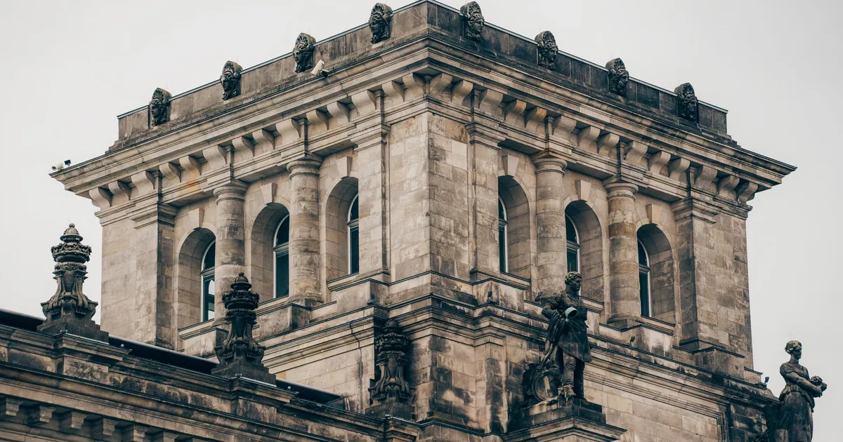 Architectural detail of the Reichstag building in Berlin