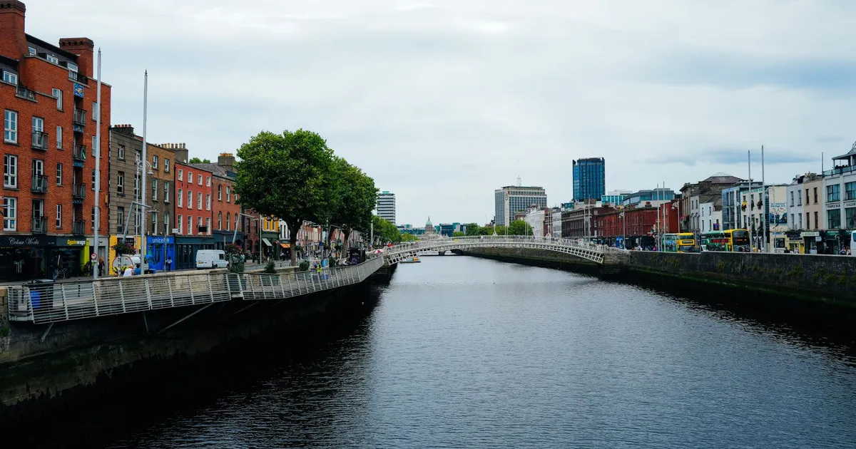 The Ha'penny Bridge over the River Liffey in Dublin