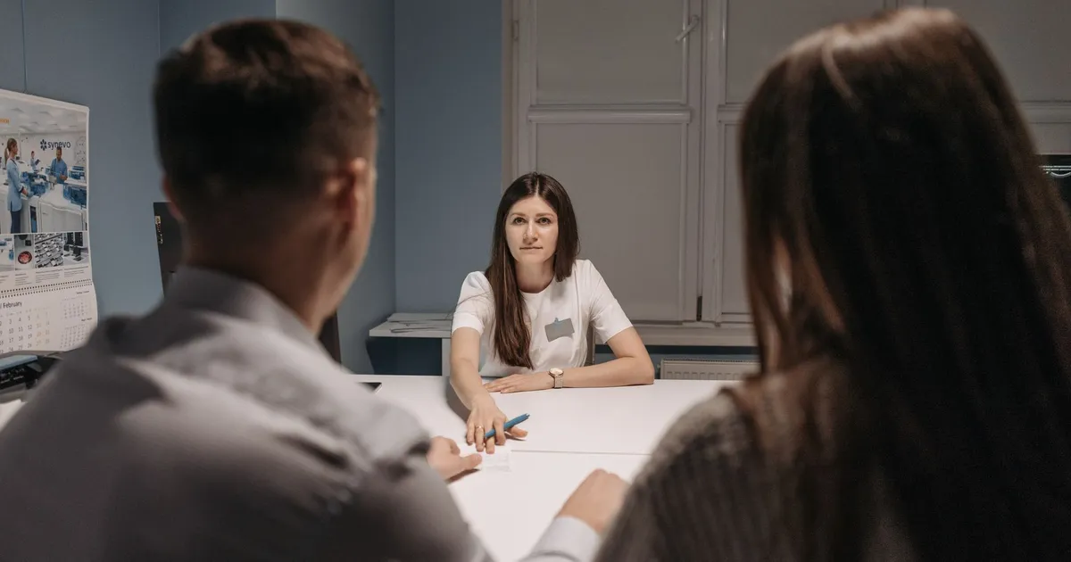 Medical staff meeting in a healthcare office