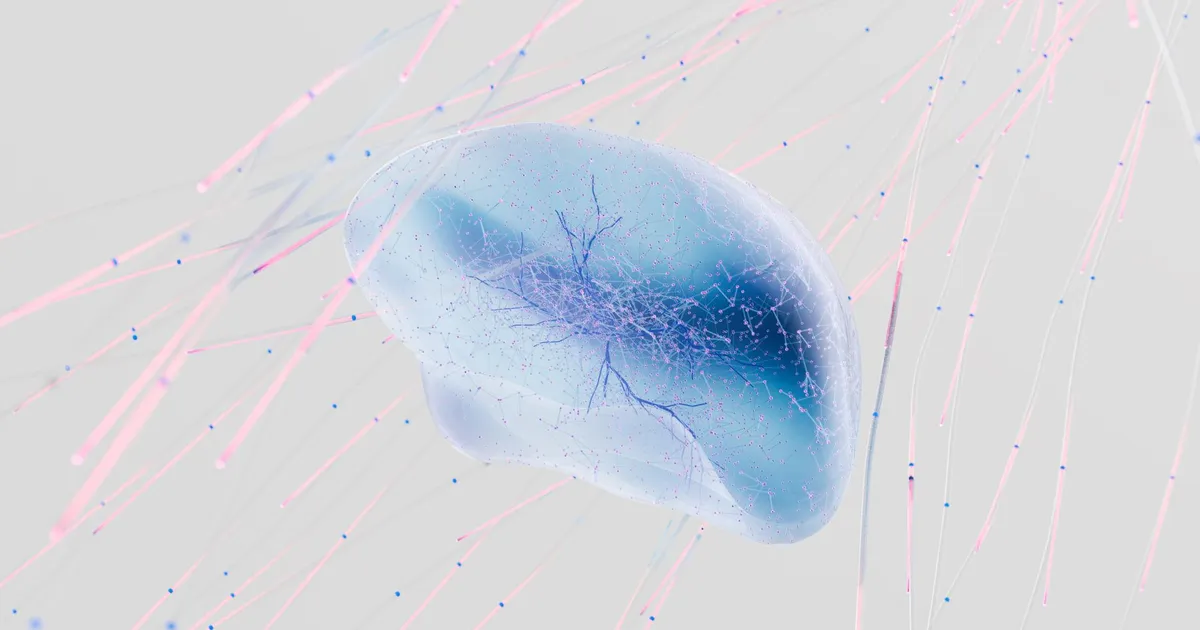 An abstract 3D rendering of neural connections